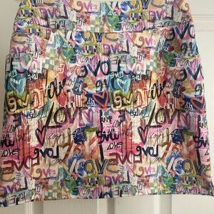 LISETTE Multicolor Love Print A-Line Skort